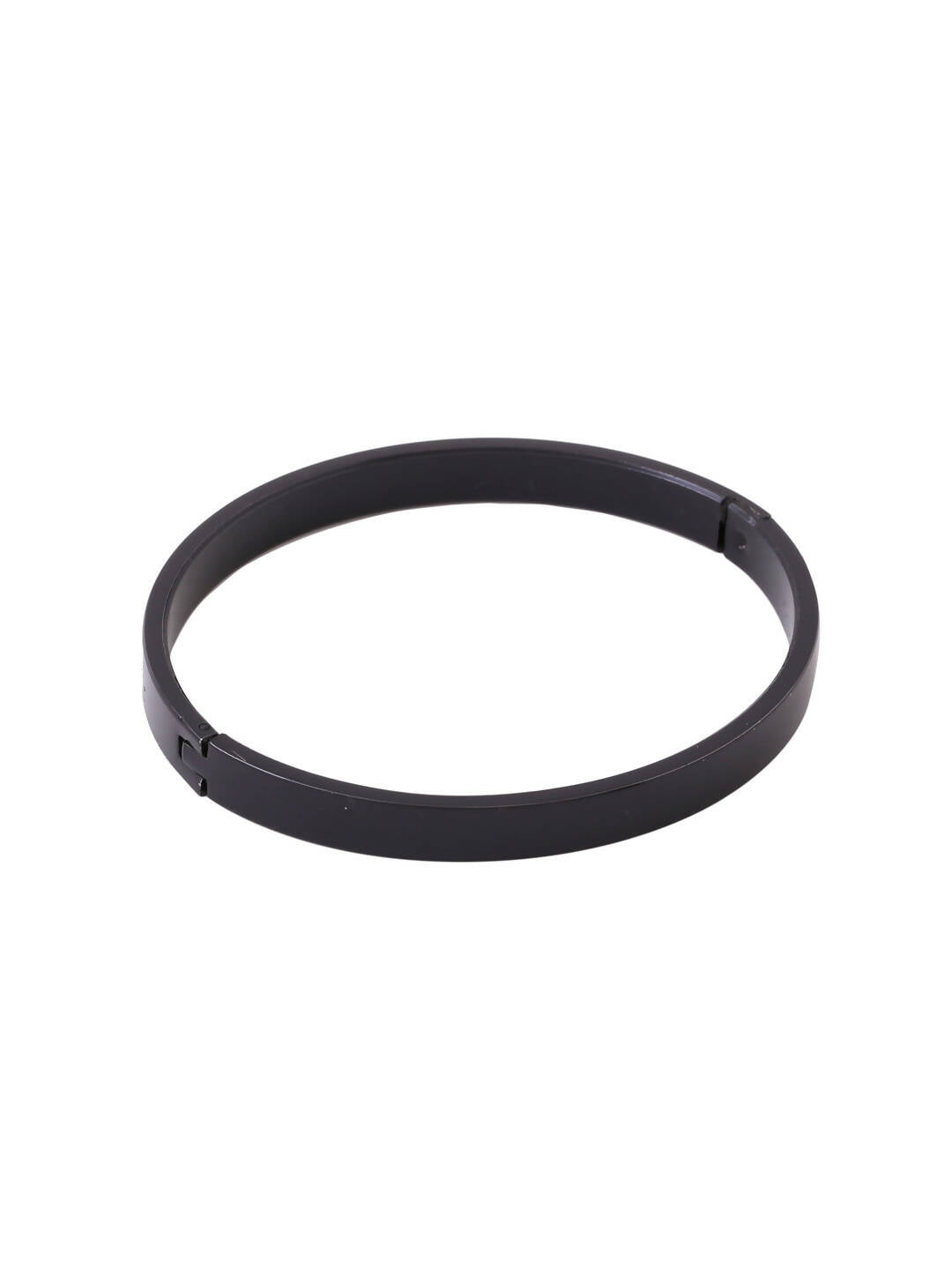 NVR Men's Black Metal Interlock Kada Bracelet - Swadesiicart