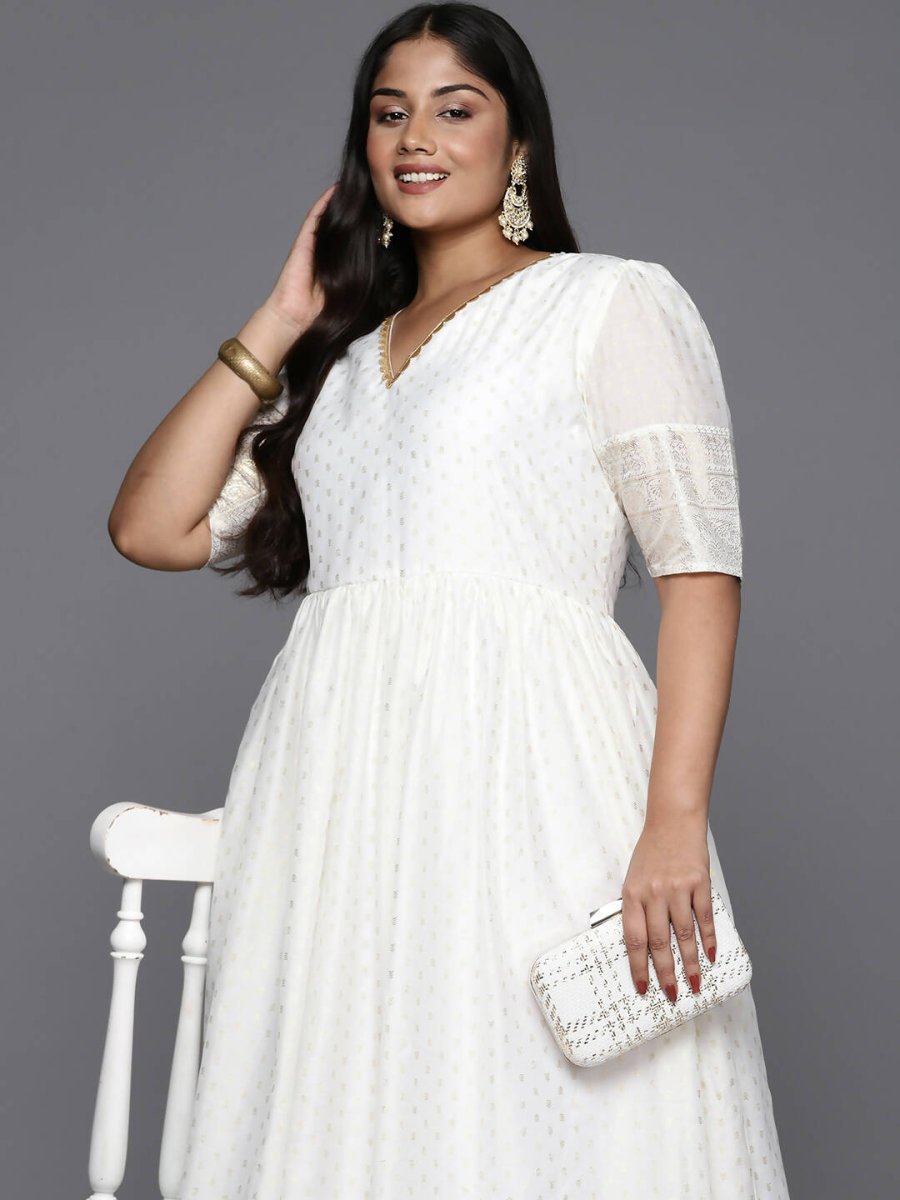 Ahalyaa Women's Traditional wear Ethnic Dress - Off White | Swadesiicart