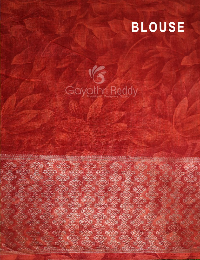 Shades of Light Dry Mehendi With Floral Print Semi Chanderi Saree By Gayathri Reddy Designer Studio | Swadesiicart