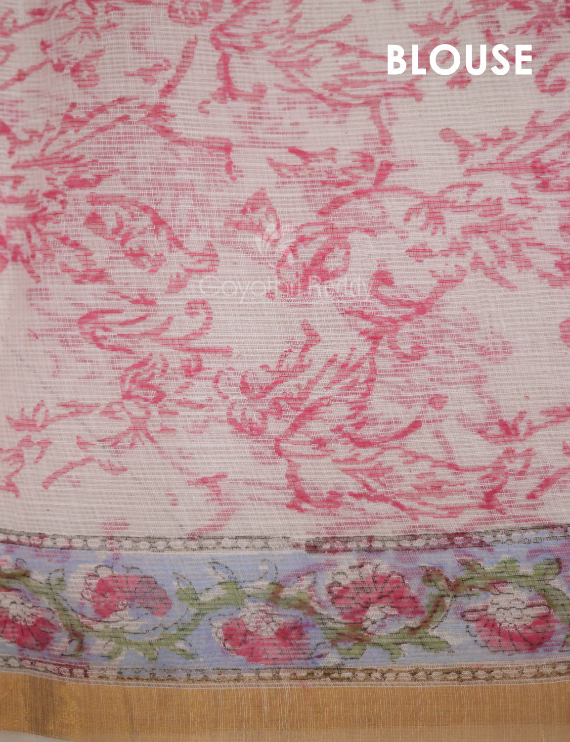 Off White Mango Block Design Pure Kota Cotton Saree By Gayathri Reddy Designer Studio | Swadesiicart