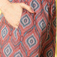 InWeave Women's Pink Blue Ogee Print Belted Coord Set - Swadesiicart