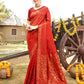 Anouk Red & Gold Woven Design Zari Detailed Art Silk Banarasi Saree | Swadesiicart