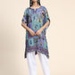 HOUSE OF KARI Ethnic Motifs Printed Notched Neck Chikankari Embroidery Cotton Kaftan Kurta | Swadesiicart