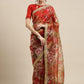 Tikhi Imli Red Floral Organza Saree | Swadesiicart