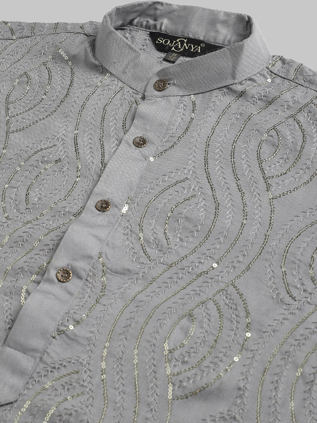 Sojanya Ethnic Motif Embroidered Sequined Work Pure Cotton Kurta | Swadesiicart