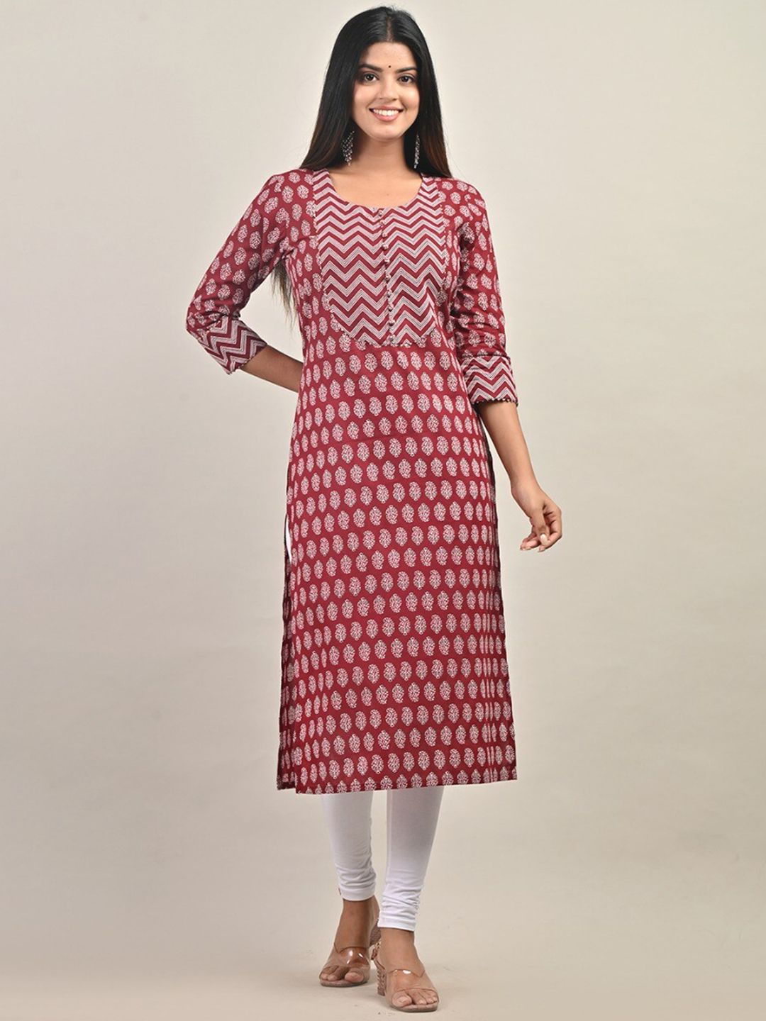 Swasti Ethnic Motifs Printed Gotta Patti Pure Cotton Kurta - Swadesiicart