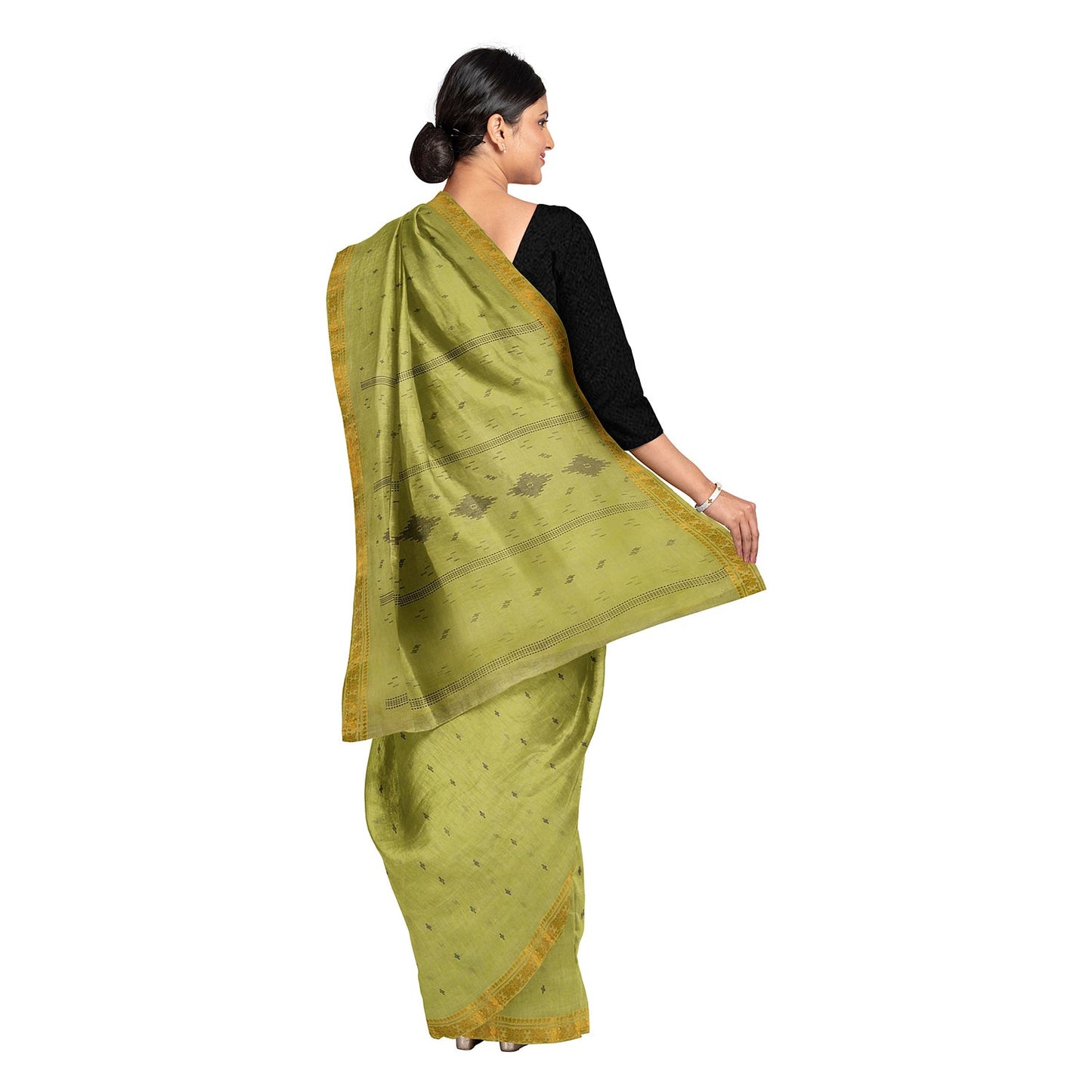 Exclusive Collection 100% Pure Cotton Green Saree With Printed Work - Swadesiicart