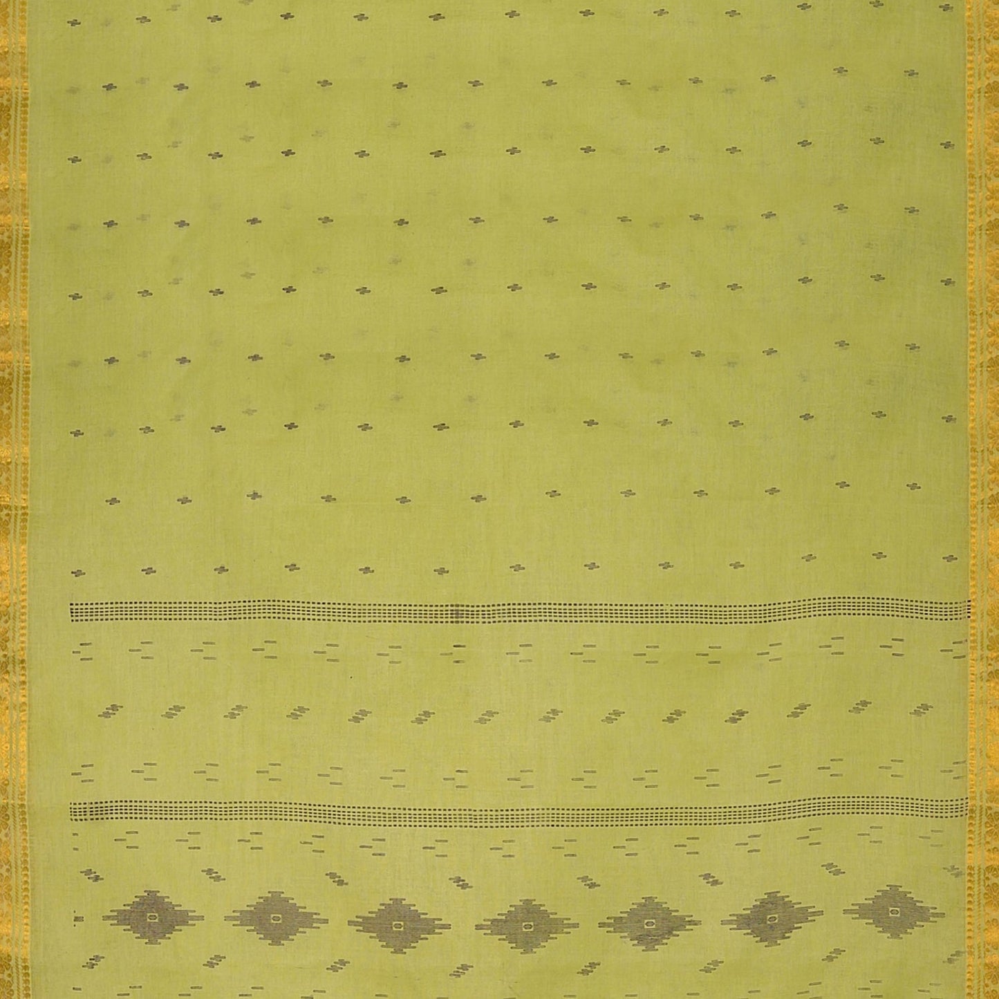 Exclusive Collection 100% Pure Cotton Green Saree With Printed Work - Swadesiicart