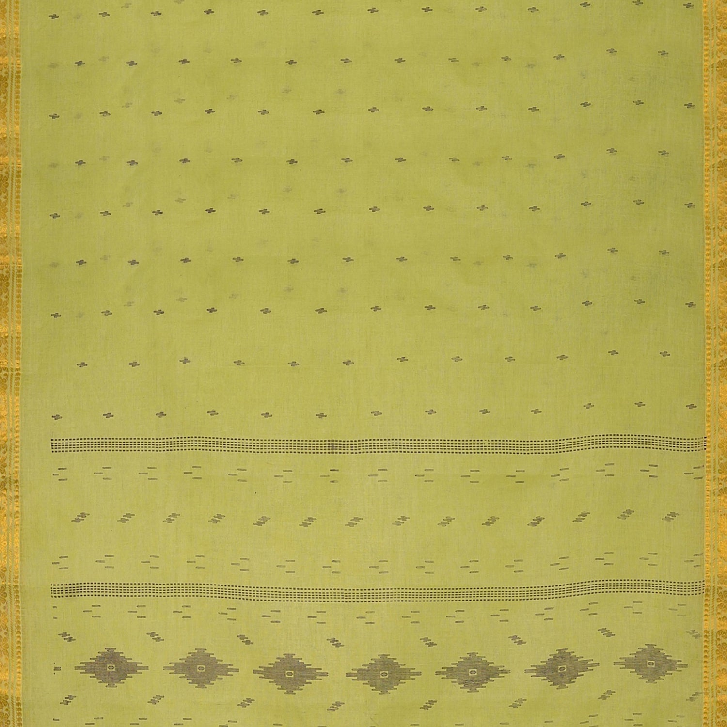 Exclusive Collection 100% Pure Cotton Green Saree With Printed Work - Swadesiicart