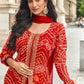 Anaita Red Faux Georgette Printed Embroidered Readymade Salwar Suit