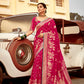 Monjolika Fashion Rani Pink Banarasi Weaving Dola Silk Wedding Saree | Swadesiicart