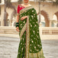 Monjolika Fashion Bottle Green Banarasi Weaving Dola Silk Wedding Saree | Swadesiicart