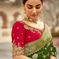 Monjolika Fashion Bottle Green Banarasi Weaving Dola Silk Wedding Saree | Swadesiicart