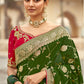 Monjolika Fashion Bottle Green Banarasi Weaving Dola Silk Wedding Saree | Swadesiicart