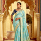 Monjolika Fashion Sky Blue Banarasi Weaving Dola Silk Wedding Saree | Swadesiicart
