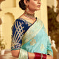 Monjolika Fashion Sky Blue Banarasi Weaving Dola Silk Wedding Saree | Swadesiicart