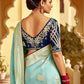 Monjolika Fashion Sky Blue Banarasi Weaving Dola Silk Wedding Saree | Swadesiicart