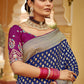 Monjolika Fashion Navy Blue Banarasi Weaving Dola Silk Wedding Saree | Swadesiicart