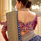 Monjolika Fashion Navy Blue Banarasi Weaving Dola Silk Wedding Saree | Swadesiicart