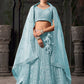 Monjolika Fashion Sky blue Net Lehenga Choli In Thread Embroidered - Swadesiicart