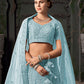 Monjolika Fashion Sky blue Net Lehenga Choli In Thread Embroidered - Swadesiicart
