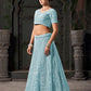 Monjolika Fashion Sky blue Net Lehenga Choli In Thread Embroidered - Swadesiicart