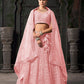 Monjolika Fashion Light pink Net Lehenga Choli In Thread Embroidered - Swadesiicart