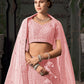 Monjolika Fashion Light pink Net Lehenga Choli In Thread Embroidered - Swadesiicart