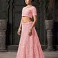 Monjolika Fashion Light pink Net Lehenga Choli In Thread Embroidered - Swadesiicart