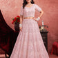 Monjolika Fashion Baby pink Net Lehenga Choli In Thread Embroidered - Swadesiicart