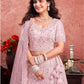 Monjolika Fashion Baby pink Net Lehenga Choli In Thread Embroidered - Swadesiicart
