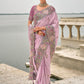 Monjolika Fashion Lavender Color Banarasi Silk Blend Embroidered With Heavy Patchwork Border Saree | Swadesiicart