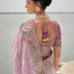 Monjolika Fashion Lavender Color Banarasi Silk Blend Embroidered With Heavy Patchwork Border Saree | Swadesiicart