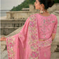 Monjolika Fashion Pink Color Banarasi Silk Blend Sequin Embroidered With Heavy Patchwork Border Saree | Swadesiicart