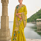 Monjolika Fashion Pear Color Banarasi Silk Blend Sequin Embroidered With Heavy Patchwork Border Saree | Swadesiicart