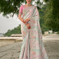 Monjolika Fashion Multicolor Banarasi Silk Blend Embroidered With Heavy Patchwork Border Saree With Contrast Blouse | Swadesiicart