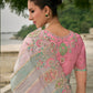 Monjolika Fashion Multicolor Banarasi Silk Blend Embroidered With Heavy Patchwork Border Saree With Contrast Blouse | Swadesiicart