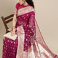 Saree Mall Magenta Ethnic Motifs Zari Organza Banarasi Saree | Swadesiicart