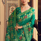Monjolika Fashion Teal Silk Blend Banarasi Zari Work Classic Saree | Swadesiicart