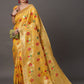 Mitera Floral Organza Banarasi Zari Saree With Blouse Piece | Swadesiicart