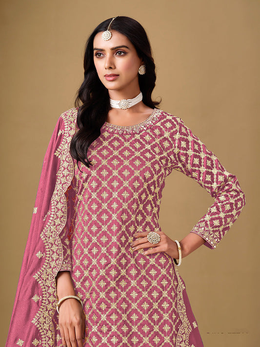 Monjolika Fashion Jacquard Work Dola Pink Readymade Lehenga Choli - Swadesiicart