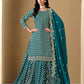 Monjolika Fashion Jacquard Work Dola Teal Readymade Lehenga Choli - Swadesiicart
