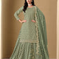 Monjolika Fashion Jacquard Work Dola Sage Green Readymade Lehenga Choli - Swadesiicart