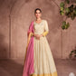 Anaita Off White & Yellow Viscose Shimmer Embroidered Readymade Anarkali Suit