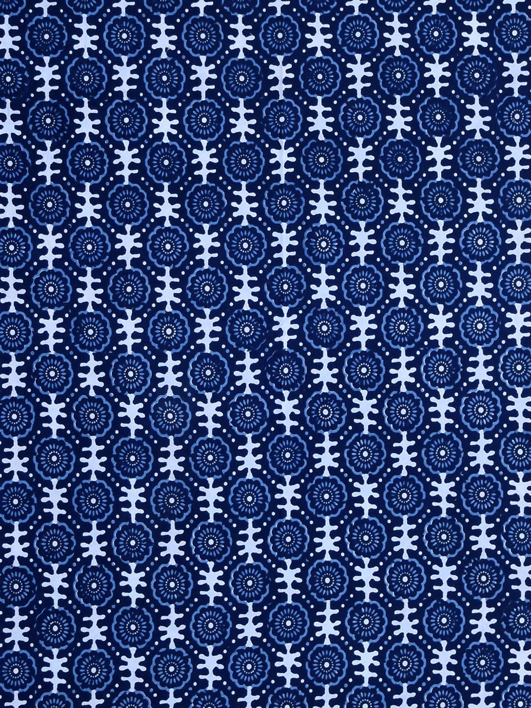 Rajasthan Decor Navy Blue Block Print 144 TC Cotton 1 Single Bedsheet with 2 Pillow Covers - Swadesiicart