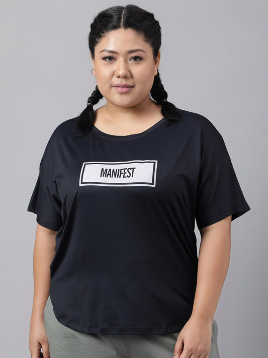 MKH Plus Size Typography Printed Relaxed Fit Dri-FIT T-shirt - Swadesiicart
