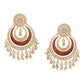 Shoshaa Red & Off-White Kundan Studded & Beaded Crescent Shaped Chandbalis | Swadesiicart