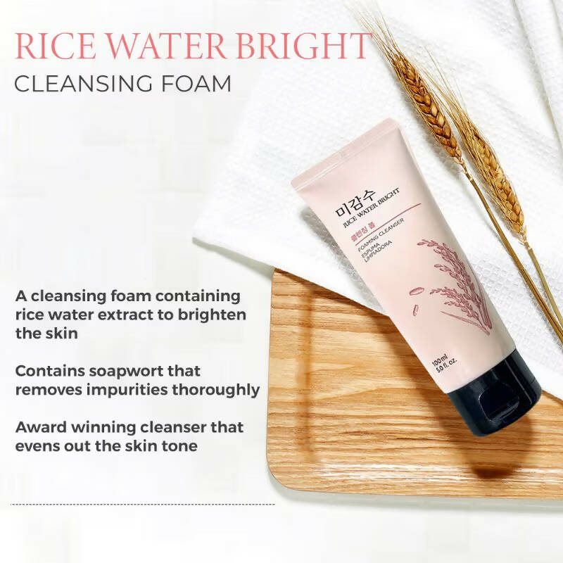 The Face Shop Rice Water Bright Foaming Cleanser - Korean Skincare | Swadesiicart
