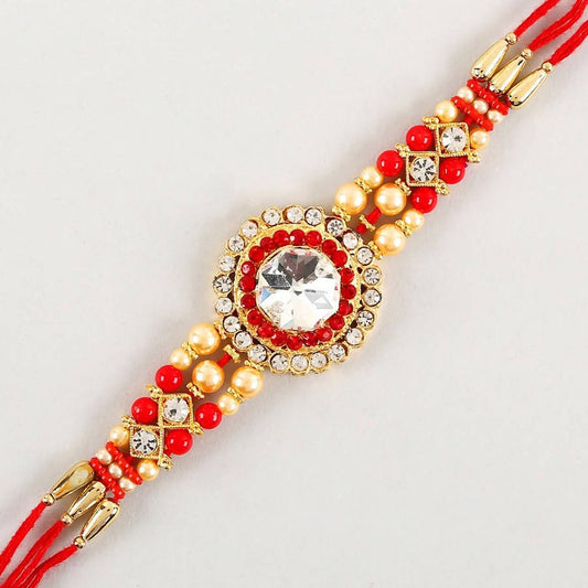 American Diamond Bling Rakhi And Kaju Katli Box | Swadesiicart