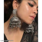 Tehzeeb Creations Women's Black Colour Oxidised Jhumki | Swadesiicart